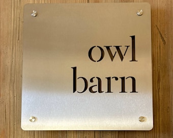 Laser Cut Stainless Steel House Sign, Modern Nameplate, Housewarming Gift