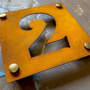 Corten steel house number, Rusty steel house number, metal house signs and numbers corten, weathered steel house number, rusty house no. image 1