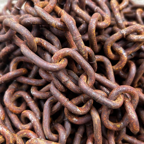1m Rusty Steel Welded Chain, Farmhouse Decor