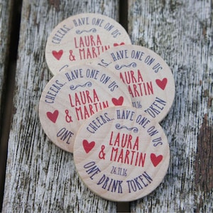 Más de 30 fichas personalizadas de bebidas de boda de madera, fichas de bebidas personalizadas, favores de boda de madera, fichas de bebidas personalizadas, favores de fichas de boda