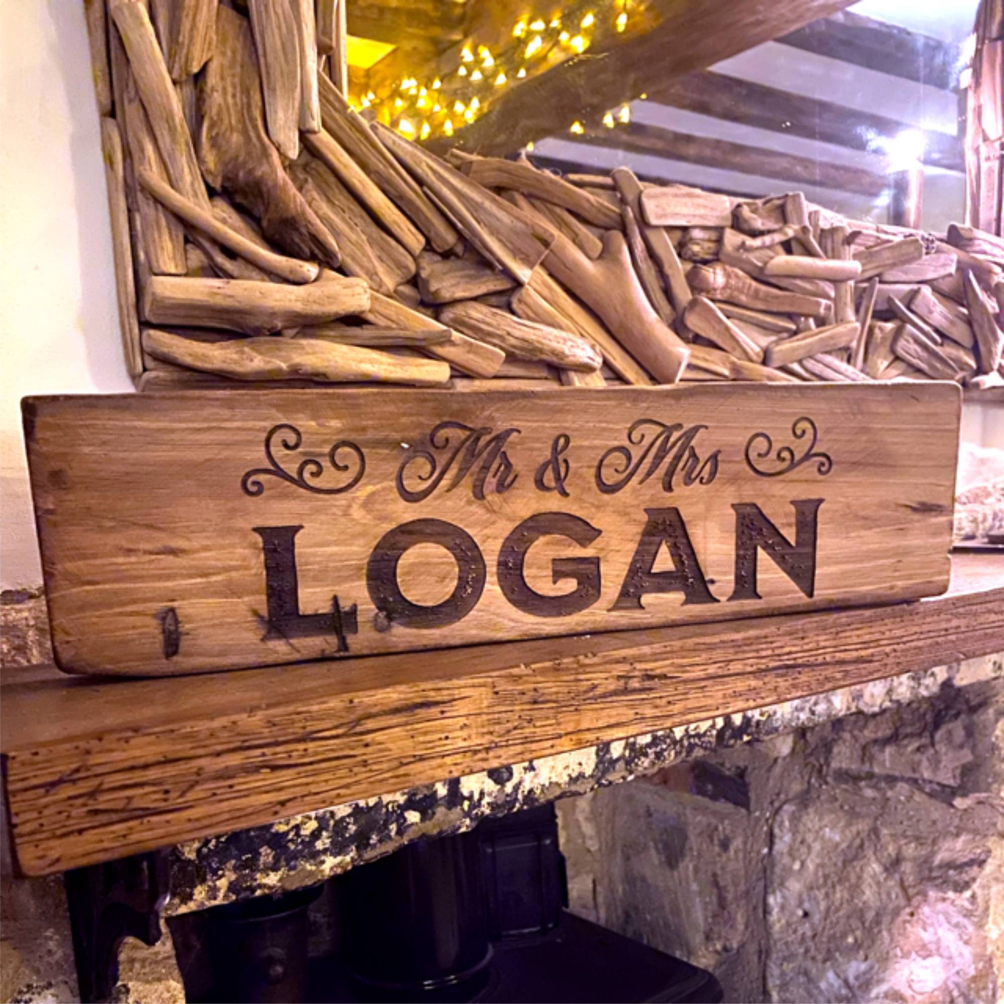 Reclaimed Oak Beam Signs - Solid Oak 35cm Thickness - Wedding Present ...