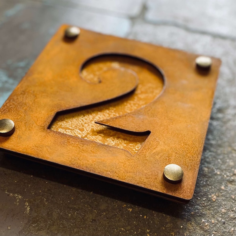 Corten Steel Cut Out Number W Corten Steel Backing Plate - Etsy