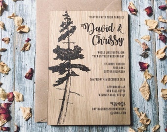 20+ Rustic Wedding Invitations, Country Wedding Invitation, Personalised Wooden Wedding Invitations, Boho Wedding Invitation - Lone Pine