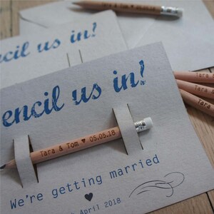 Busta, Custom matite & 30 + breve matita noi In Save the date, Mini matite, matite, matite di Golf con carta della protezione personalizzata