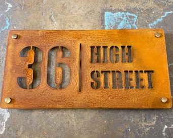 Corten Steel House Sign – Rusty Modern Address Plaque