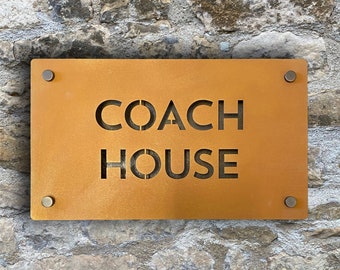 Custom Corten Steel House Sign, Weathered Metal Name Plaque