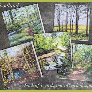 Paquete de 5 tarjetas de felicitación en blanco, colección Woodland,