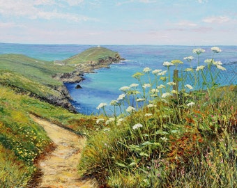 Cornish Sea - Giclee Print, Signed, Limited Edition Giclee Print of the original painting 'Come Walk with Me' - by Katy Stoneman