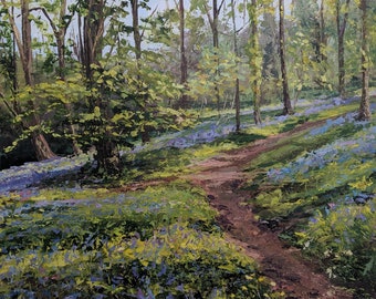 Bluebells- Giclee Print,Signed, Limited Edition Image of the original painting Bluebells Forgotten Garden - Lewtrenchard - by Katy Stoneman