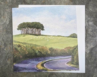 Nearly Home Trees - Greeting card. The Devon/Cornwall border trees, Art card