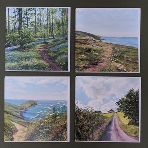4er-Pack Grußkarten, Seelandschaften und Landschaften von Devon, Art Card