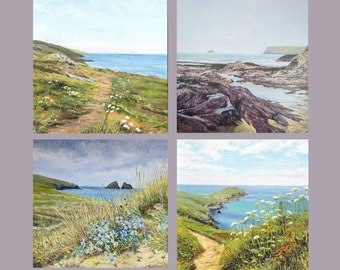 Pack of 4 Cornish Seascape Greeting Cards, Art Cards