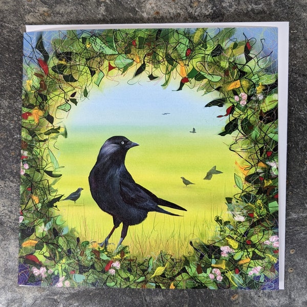 Jackdaw,  Art Card  by Katy Stoneman, Blank Inside