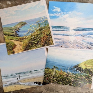 Cornish Coast Wenskaarten - Pakket van 4 Kunstkaarten