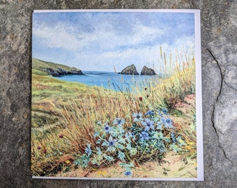 Sea Holly at Holywell, Art Card, Blank Inside