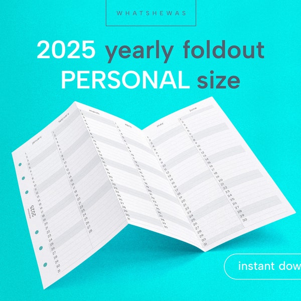 2025 YO1P Yearly Personal Foldout (tri-fold) Calendar | YO1P Year at a glance Personal Size | Yearly Planner