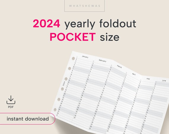 2024 YO1P Pocket Foldout tri-fold Calendar YO1P Year at a Glance POCKET  Size Yearly Calendar - Etsy