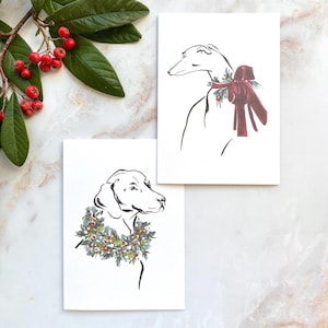 Cartes de vœux illustrées de Noël avec des chiens - LOT DE 4 - Format A6
