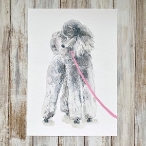 Pretty Poodle with Pink Lead Art Print