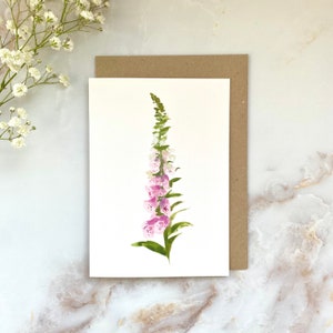 SET AUS 5 Floralen Botanischen Notizzetteln - Rosa Fingerhüte - A6 Grußkarten