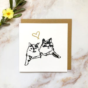Valentine's Wobbly Cats Illustrated Greetings Card