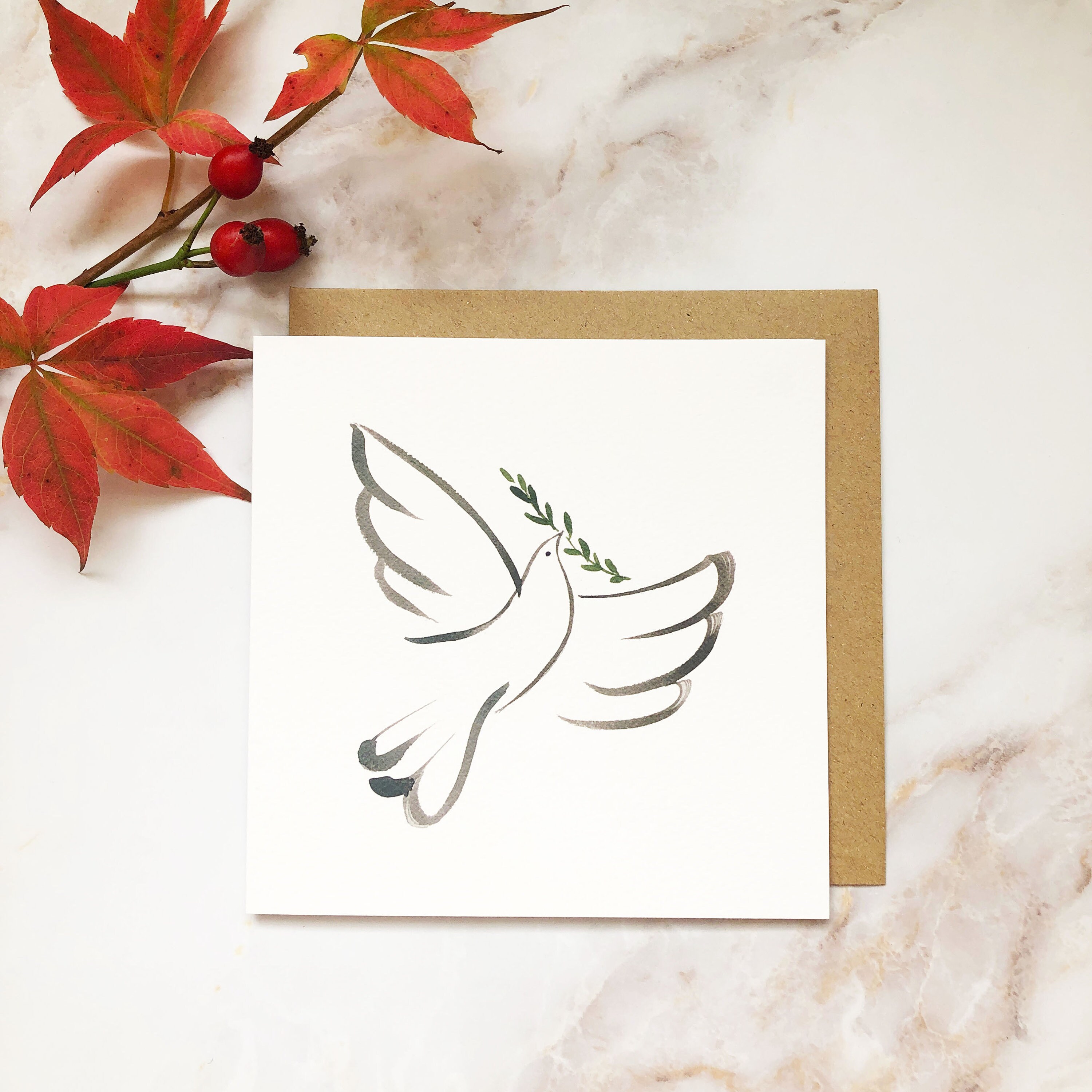 Dove of Peace Illustrated Christmas Card Etsy UK