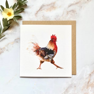 Illustrierte Glückwunschkarte „Happy Chicken“.