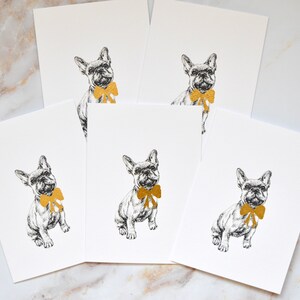 SET OF 5 Christmas Illustrated French Bulldog Notelets A6 Greetings Cards image 3