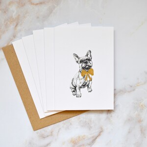 SET OF 5 Christmas Illustrated French Bulldog Notelets A6 Greetings Cards image 2