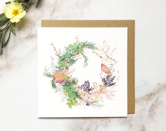 Woodland Wreath Illustrated Greetings Card