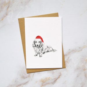 SET AUS 5 Weihnachtskarten Illustrierte Dackel Saus Hund - Grußkarten in A6 Größe