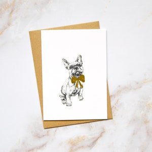 SET OF 5 Christmas Illustrated French Bulldog Notelets A6 Greetings Cards image 1