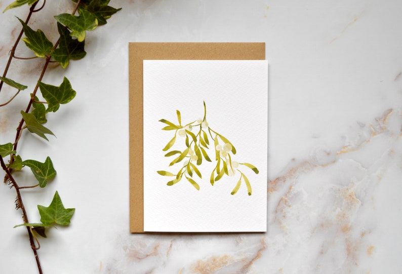 Christmas Mistletoe Illustrated Greetings Card image 1