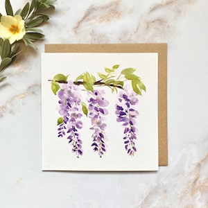 Glyzinien Blüte Frühling Illustrierte Grußkarte
