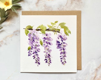 Wisteria Bloom Spring Illustrated Greetings Card
