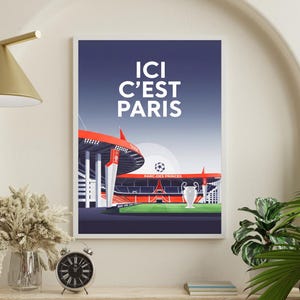 Here its paris - Art football - PSG -Paris - Paris Saint Germain- Parc des Princes -Wall Print - Champions League - Wall PSG - Football
