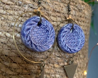 Earrings // Mo&Co Collection // Creoles Blue Cabbage