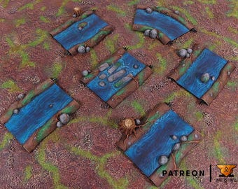 Rivers Set | Tabletop Gaming & Diorama Scenery Terrain | 28mm to 32mm Scale | 3D Printed | Makers Anvil | Free Shipping