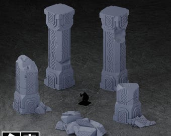 Karak Azgara Giant Dwarven Pillars | Tabletop Gaming Terrain | 28mm to 32mm Scale | 3D Printed  | Free Shipping