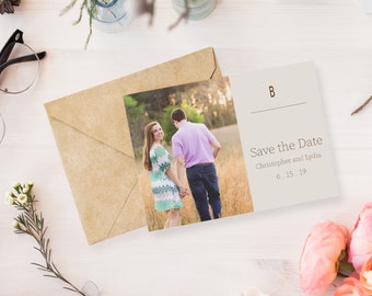 Beige 5x7 Horizontal Save the Date Custom Design Printable PDF