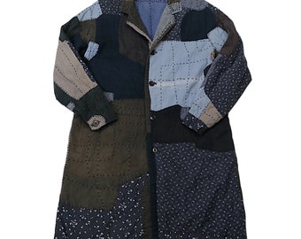 MITSUGU Sasaki/super Boro Boro Black Work Coat With Printed