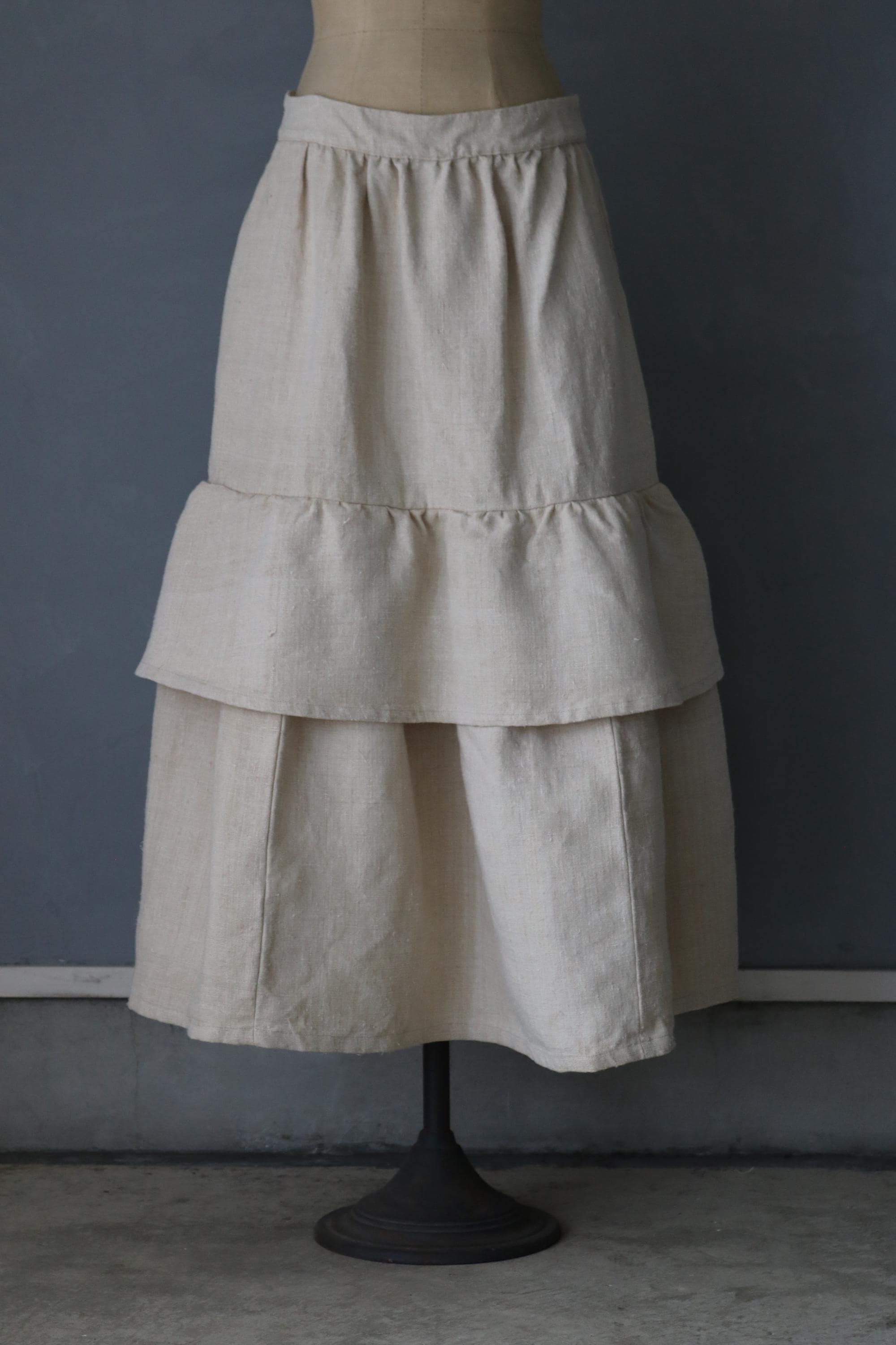 Sasaki-chiho/french Antique Linen Natural White Long Skirt