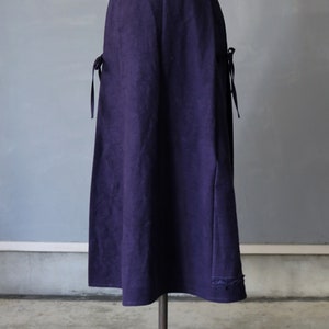 SASAKI-CHIHO/Japanese antique cotton purple apron-skirt/Japan/Japanese antique kimono/remade/remake/apron/226 image 3