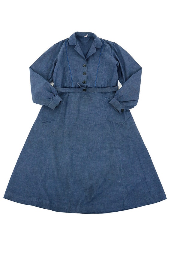 French vintage chambray cotton work dress/France 1