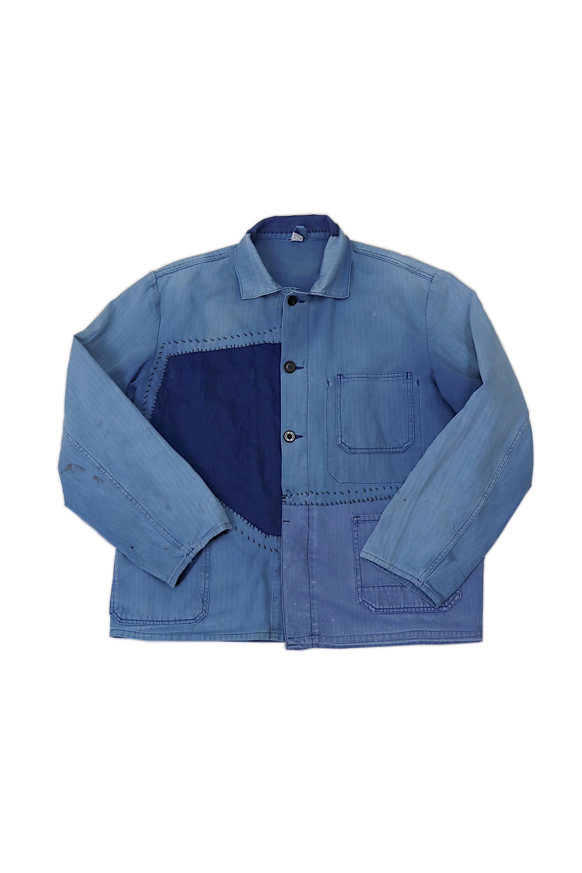 Buy MITSUGU Sasaki/german Vintage Patchwork Faded Blue Work Jacket