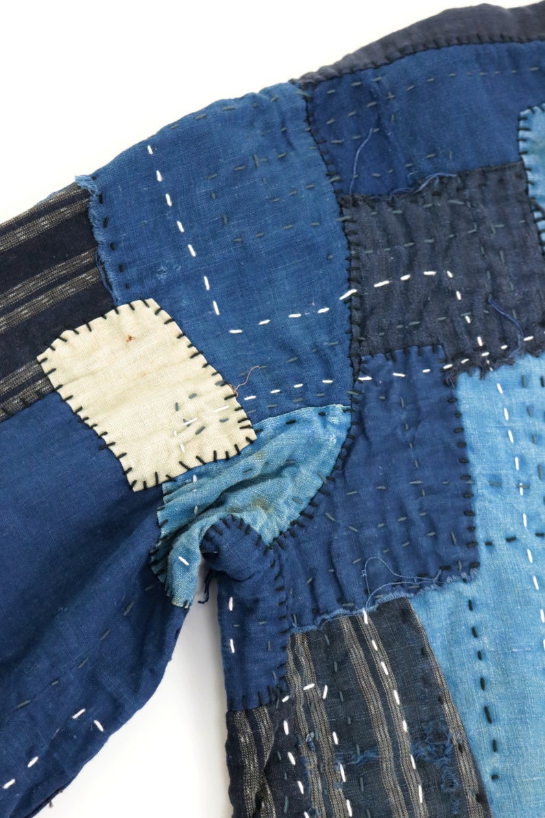 MITSUGU SASAKI/super boro boro jacket/Japanese Boro/sashiko/hand stitched/work jacket/patchwork/patched/mixed indigo blue/020 image 4