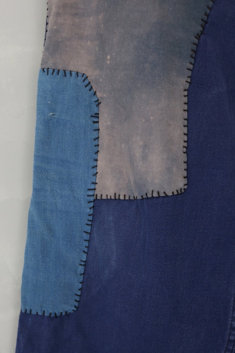 MITSUGU SASAKI/French vintage patchwork blue work pants/France 1960's/patched/workwear/blue/hand stitched/213 image 5