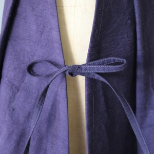 SASAKI-CHIHO/Japanese antique cotton purple apron-skirt/Japan/Japanese antique kimono/remade/remake/apron/226 image 8