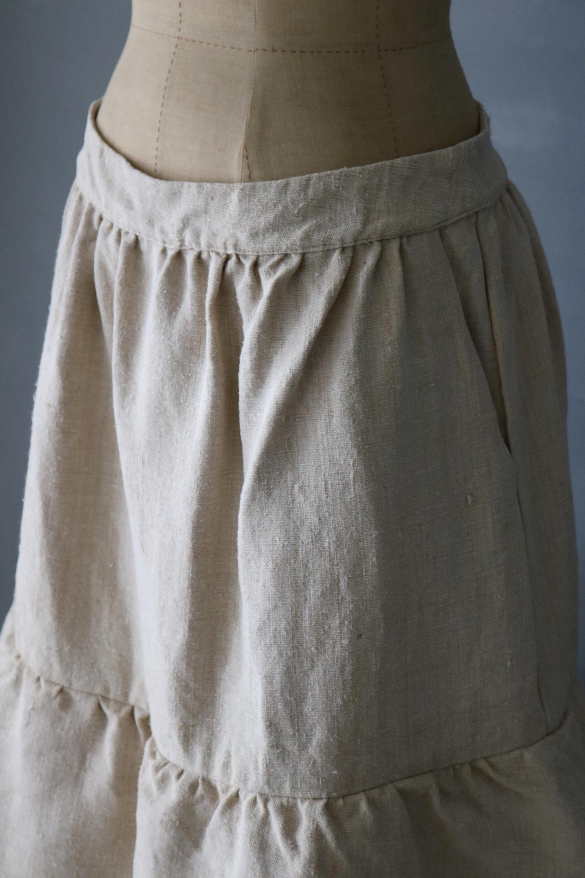 Sasaki-chiho/french Antique Linen Natural White Long Skirt