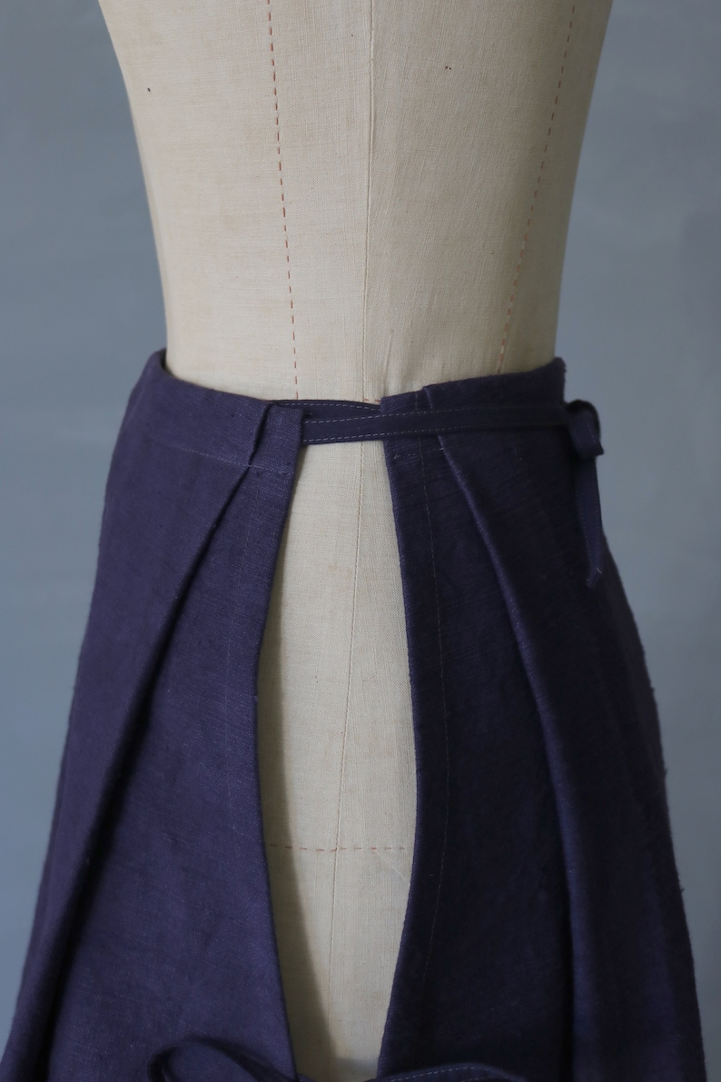 SASAKI-CHIHO/Japanese antique cotton purple apron-skirt/Japan/Japanese antique kimono/remade/remake/apron/226 image 7